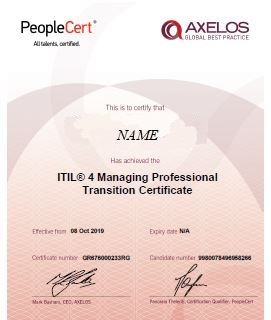 ITIL4 Certificate